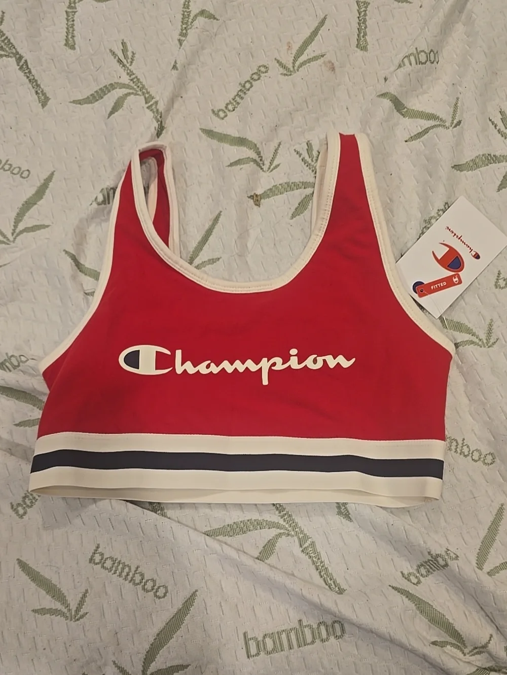 New Champion Red Logo Sports Bra